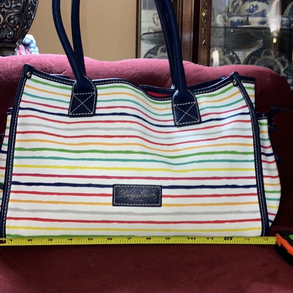 Dooney & Bourke Watercolor Stripe  navy blue and multi color tote - Picture 11 of 14